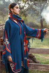 MARIA B - 3PC KHADDAR EMBROIDERED SHIRT WITH WOOL PRINTED SHAWL AND TROUSER - HZG1330